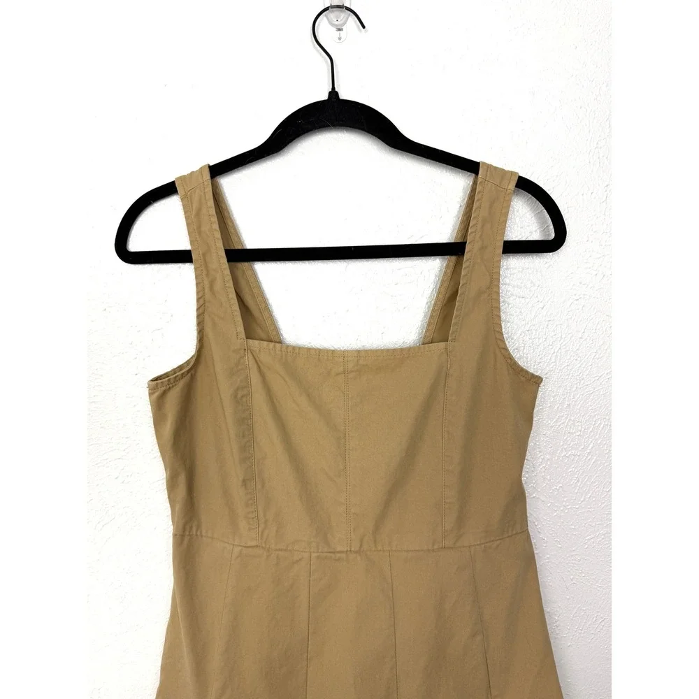 J.Crew A-Line Pleated A-Line Chino Cotton Dress Sleeveless Khaki Size 6